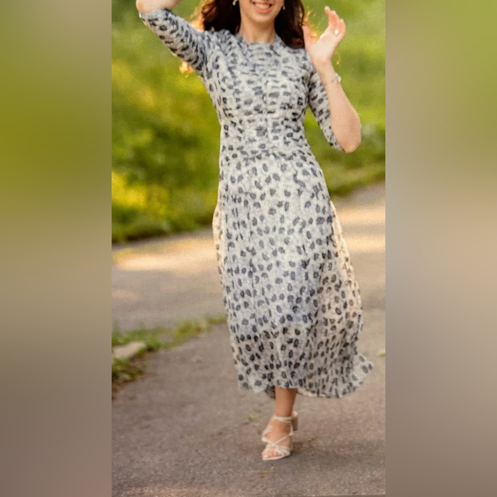Rebecca Taylor | Women's Cream and Black Leopard Print Maxi Dress | Made Modest
